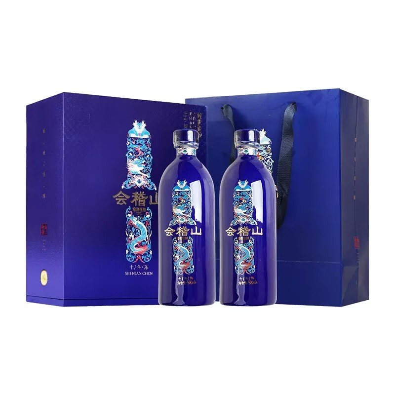 会稽山绍兴黄酒十年陈糯米花雕500mL*2瓶礼盒装