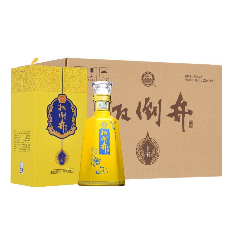 扳倒井十五 濃香型白酒52度500ml*6瓶整箱裝配禮品袋 禮品酒